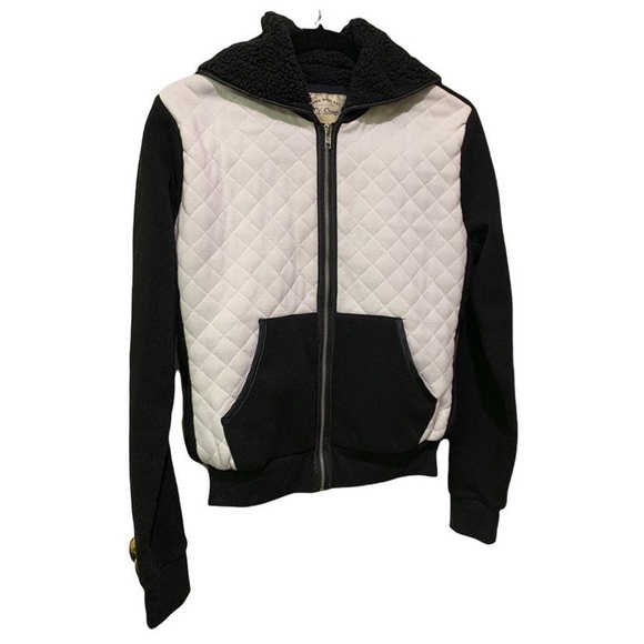 Ci Sono Jacket Quilted Jacket with hoodie black and white combination Size S - Picture 7 of 9
